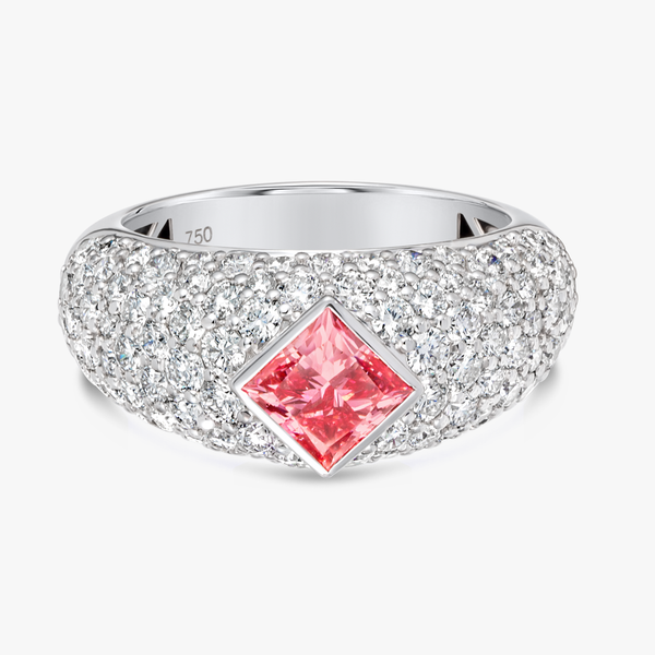 1.01ct Princess Lab-Grown Pink Diamond Encrusted Ring White Gold