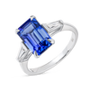 3.2ct Emerald Natural Tanzanite Trilogy Ring White Gold