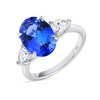 3.58ct Oval Natural Tanzanite Trilogy Ring White Gold