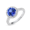 2.18ct Round Natural Tanzanite Halo Ring White Gold