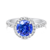 2.18ct Round Natural Tanzanite Halo Ring White Gold