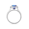 2.18ct Round Natural Tanzanite Halo Ring White Gold