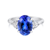3ct Oval Natural Tanzanite Trilogy Ring White Gold