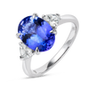 3ct Oval Natural Tanzanite Trilogy Ring White Gold