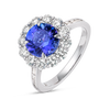 2.23ct Round Natural Tanzanite Halo Ring White Gold