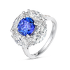 2.5ct Round Natural Tanzanite Marquise Halo Ring White Gold