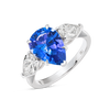 3.01 Pear Natural Tanzanite Trilogy Ring White Gold