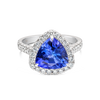 3.6ct Triangle Natural Tanzanite Halo Ring White Gold