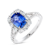2.20ct Cushion Natural Blue Sapphire Halo Ring White Gold