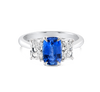 1.87ct Cushion Natural Blue Sapphire Trilogy Ring White Gold