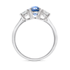 1.87ct Cushion Natural Blue Sapphire Trilogy Ring White Gold