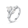 2 Carat Lab-Grown Pear Trilogy With Side Baguettes White Gold Ring