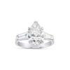 2 Carat Lab-Grown Pear Trilogy With Side Baguettes White Gold Ring