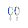 MARQUISE DIAMOND & BLUE SAPPHIRE DROP EARRINGS WHITE GOLD