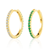 Medium Diamond & Emerald Hoop Earrings Yellow Gold