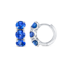 Large Blue Sapphire Huggie Earrings White Gold