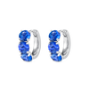 Large Blue Sapphire Huggie Earrings White Gold