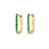Emerald Paperclip Style Hoop Earrings Yellow Gold