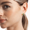 Colombian Emerald Double Huggie Hoop Earrings Yellow Gold