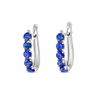Large Blue Sapphire Paperclip Style Hoop Earrings White Gold