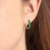 Large Emerald Paperclip Style Hoop Earrings Yellow Gold