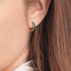 Emerald Classic Huggie Earrings Yellow Gold