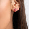 Pink Sapphire Classic Huggie Earrings Rose Gold