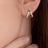 V-Shaped Emerald And Diamond Curl Earrings Yellow Gold