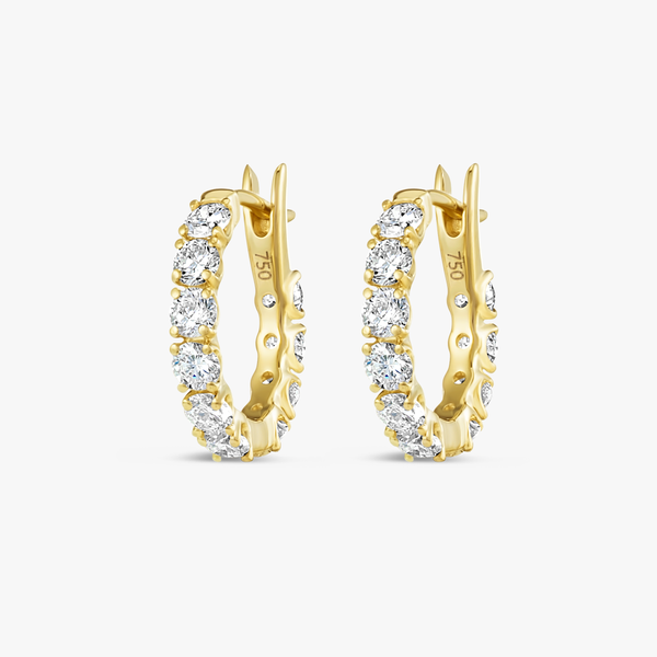 Mini Lab-Grown Diamond Hoop Earrings Yellow Gold