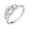 1.5 Carat Natural Round Classic Trilogy With Side Rounds White Gold Ring