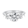 1.5 Carat Natural Round Classic Trilogy With Side Rounds White Gold Ring