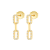 Double Diamond Link Earrings Yellow Gold