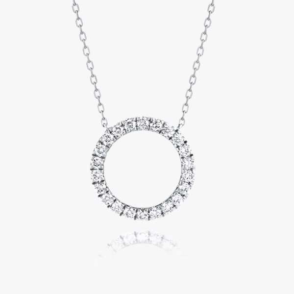 Thin Circle Lab-Grown Diamond Pendant White Gold