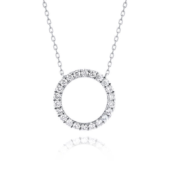 Thin Circle Lab-Grown Diamond Pendant White Gold