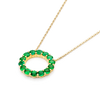 Large Colombian Emerald Circle Pendant Yellow Gold