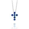 Large Blue Sapphire Cross Pendant White Gold