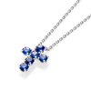 Large Blue Sapphire Cross Pendant White Gold