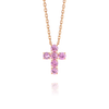 Large Pink Sapphire Cross Pendant Rose Gold