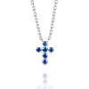 Extra Small Blue Sapphire Cross Pendant White Gold