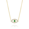 Round Evil Eye Green Emerald Pendant Yellow Gold