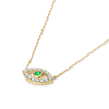 Round Evil Eye Green Emerald Pendant Yellow Gold