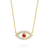 Round Evil Eye Red Ruby Pendant Yellow Gold