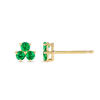 Trio Cluster Emerald Earrings Yellow Gold