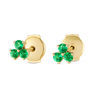 Trio Cluster Emerald Earrings Yellow Gold