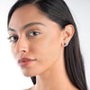 Trio Cluster Blue Sapphire Earrings White Gold