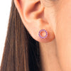 Circular Pink Sapphire Earrings Rose Gold