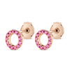 Circular Pink Sapphire Earrings Rose Gold