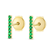 Elegant Emerald Bar Earrings Yellow Gold