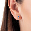 Duo Blue Sapphire & Diamond Earrings White Gold