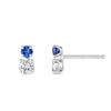 Duo Blue Sapphire & Diamond Earrings White Gold
